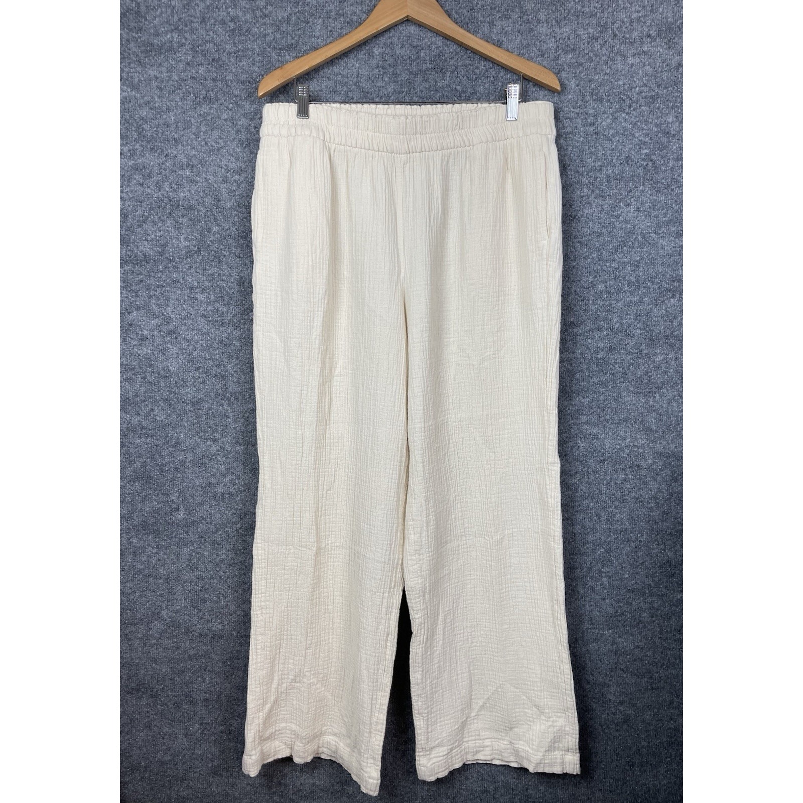 Wonderly Women's Xl Cotton Gauze Wide Leg Pants Cream